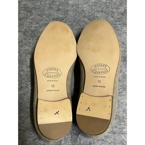 Stubbs Wooten Slippers Mens 10 Beige Tan Shoes‎ Linen Loafers OI Limited Edition - Picture 9 of 10